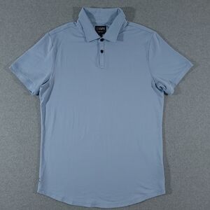 Cuts Clothing Curve Hem Polo Shirt Mens L Blue Pima Cotton Stretch Short Sleeve